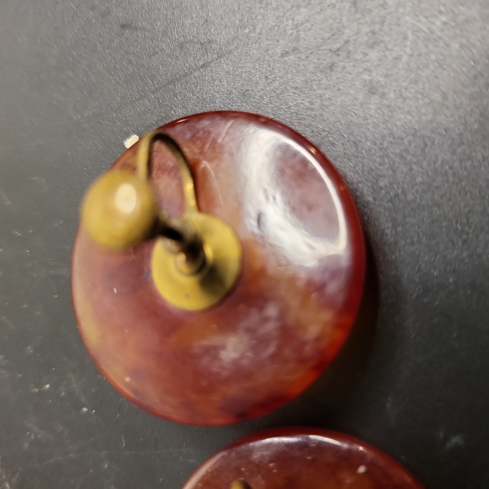 Vintage Bakelite Plastic Screwback Earrings 1.25" - Picture 5 of 7